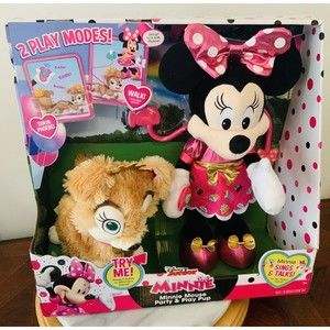 Minnie Mouse Party & Play Pup Plush Animated Toy Sings & Talks to Puppy New